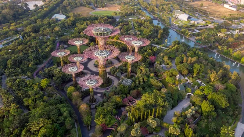 Vista aérea de los jardines de Singapur