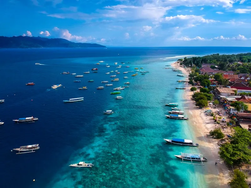 Vista aérea de las Islas Gili en Bali