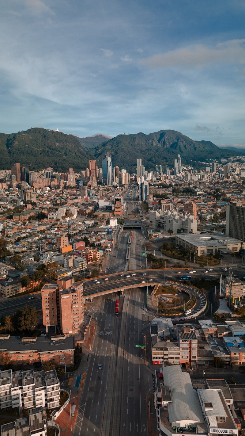 Vista aérea de Bogotá en Colombia