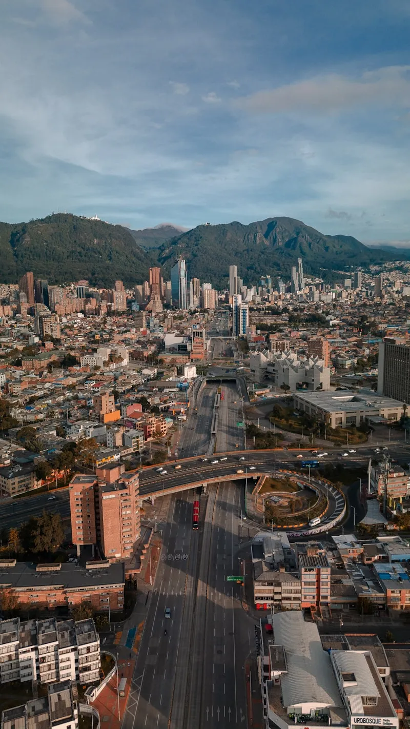 Vista aérea de Bogotá en Colombia