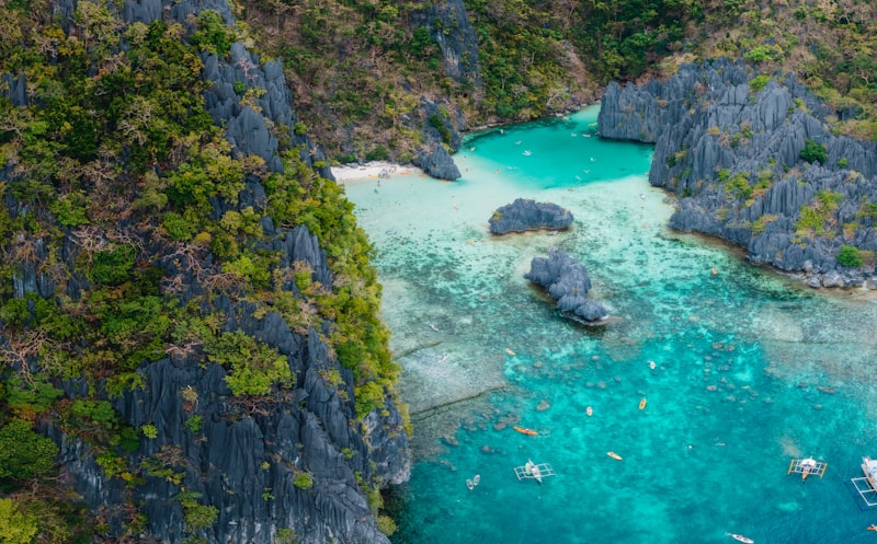 Laguna aérea en El Nido en Filipinas