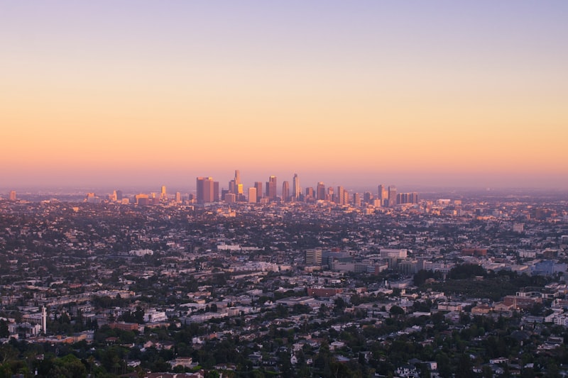 Vista de Los Ángeles al atardecer en Costa Oeste USA
