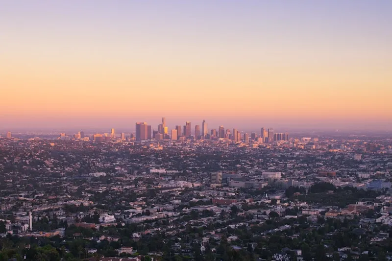 Vista de Los Ángeles al atardecer en Costa Oeste USA